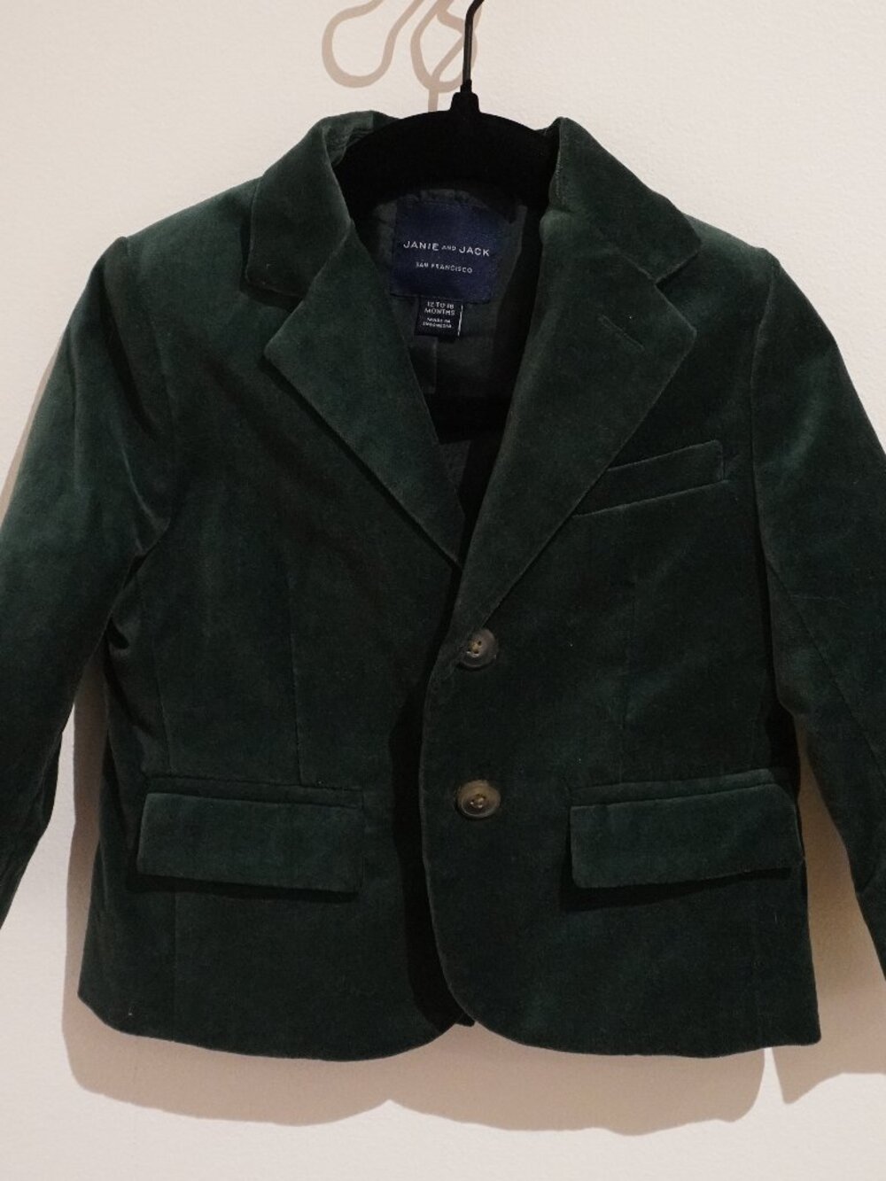 Janie and Jack Velvet Party Blazer Pine Green 12 18 Months